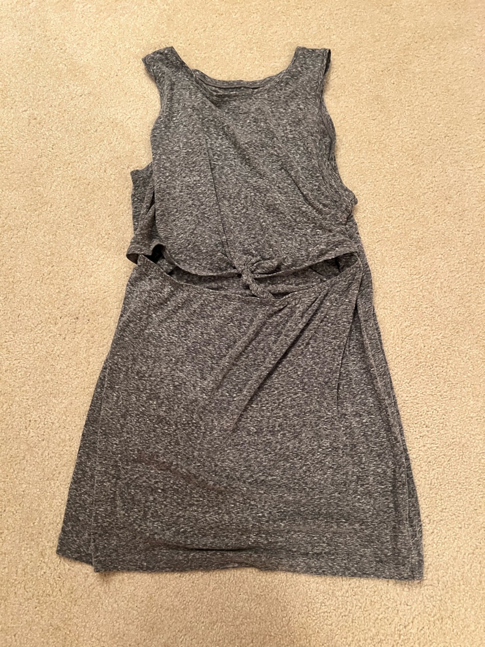 aerie Heather Gray Sleeveless Knot-Front Midi Dress